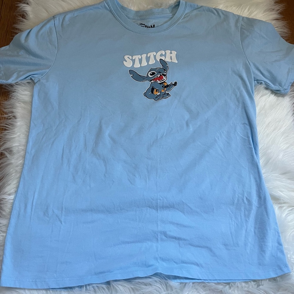 Disney Stitch Logo Tee in Light Blue